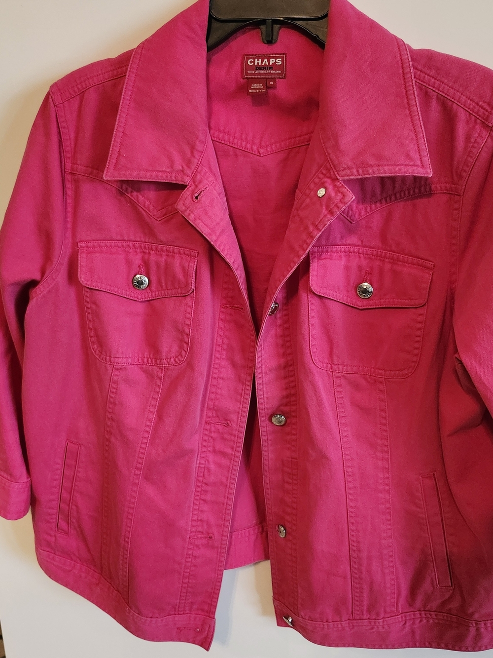 Vintage Chaps Women's Bright Pink Denim Jacket